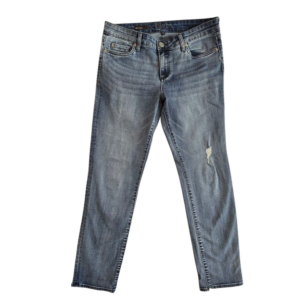 Kut From The Kloth Women Katy Boyfriend Jeans Sz 6 Blue Stretch Light Wash Denim